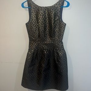 Jcrew Navy and Gold Floral print fit and flare dress, size 00